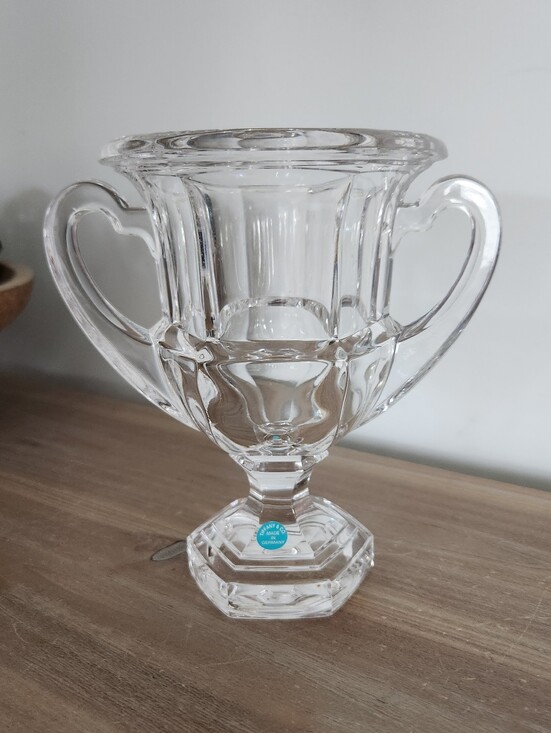 Tiffany & Co. Other - Tiffany & Co Crystal Loving Cup Trophy Vase Double Heart Handles 7” Decor Home